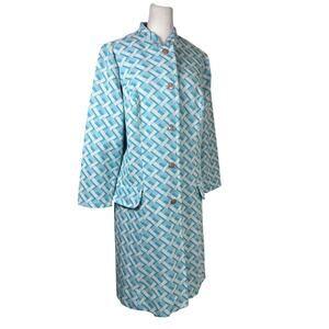 Vintage ‘60s Puritan Forever Young Blue & White Basketweave Print Jacket